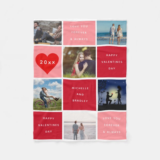Couverture Polaire Saint Valentin Photo Collage Cadeau (Devant)