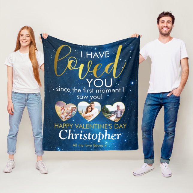 Couverture Polaire Saint Valentin Romantique Loved Photo Collage Coeu (En situation)