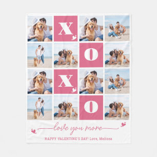Couverture Polaire Saint-Valentin XOXO Moderne Rose 4 Photos Montage