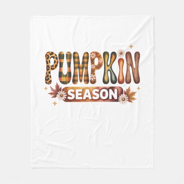 Couverture Polaire Saison citrouille Boho Automne (Devant)