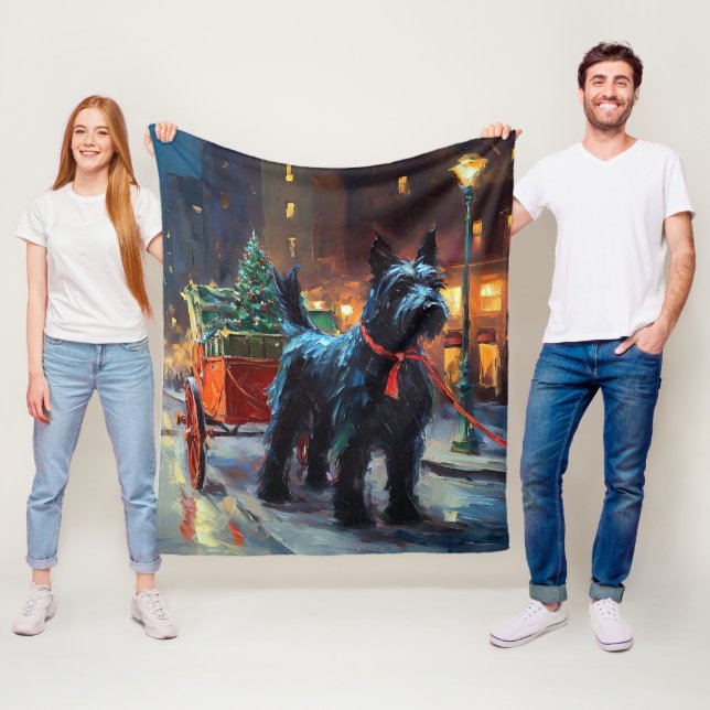 Couverture Polaire Saison de Noël du Terrier écossais (En situation)