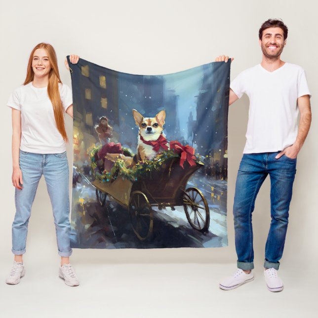 Couverture Polaire saison des fêtes de Noël de chihuahua (En situation)