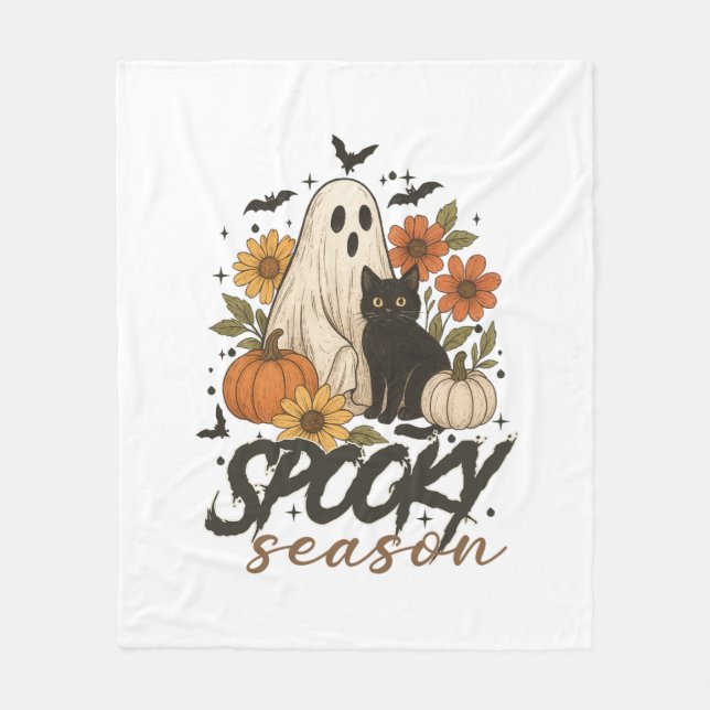 Couverture Polaire Saison éffrayante Ghost Retro Éffrayant Halloween  (Devant)