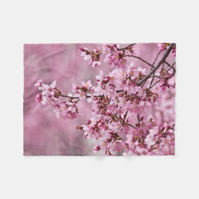 Couverture Polaire Sakura Cherry Blossoms Pastel Pink Layers (Devant (Horizontal))