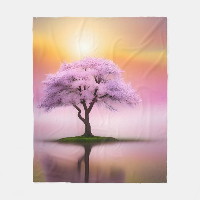Couverture Polaire Sakura Tree au lever du soleil (Devant)