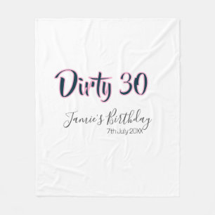 Couverture Polaire Sale 30 joyeux anniversaire nom date rose gris cal