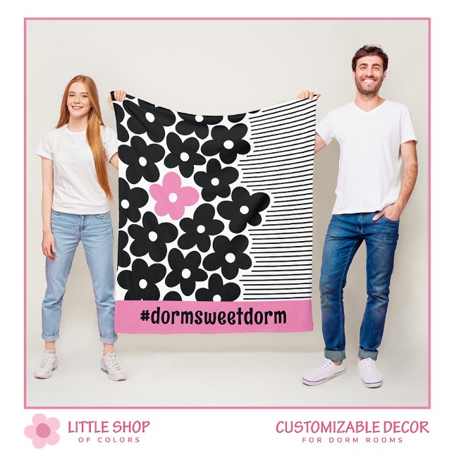 Couverture Polaire Salle de dortoir moderne rose et noir (Créateur téléchargé)