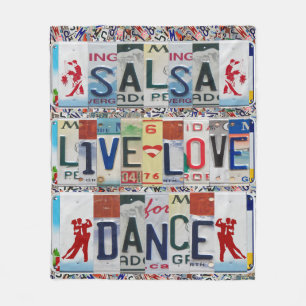 Couverture Polaire salsa LIVE LOVE DANCE LICENCES PLAQUES Ballet Danc