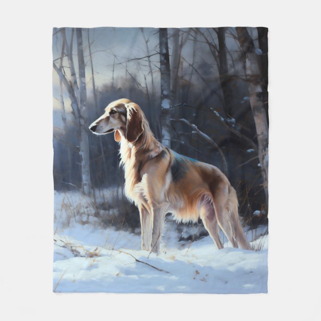 Couverture Polaire Saluki Laisser neiger Noël (Devant)