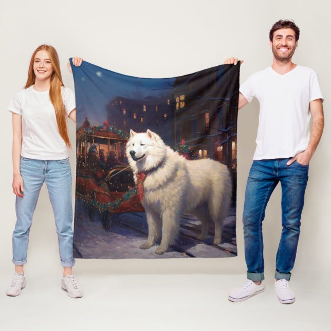 Couverture Polaire Samoyed Christmas Festive Saison (En situation)