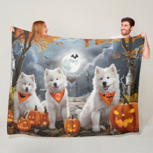 Couverture Polaire Samoyed Halloween Éffrayant