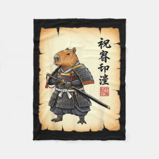 Couverture Polaire Samurai Capybara Japanese Art Vintage Graphic Funn