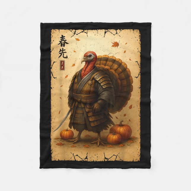Couverture Polaire Samurai Turkey Thanksgiving Japanese Warrior Anime (Devant)