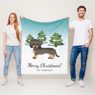 Couverture Polaire Sanglier Dachshund à poil dur Chien Forêt d'hiver