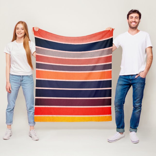 Couverture Polaire Sangria rayée (En situation)