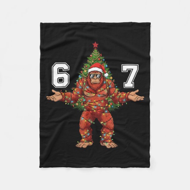 Couverture Polaire Santa Bigfoot 67 Christmas Tree Xmas Lights Funny  (Devant)