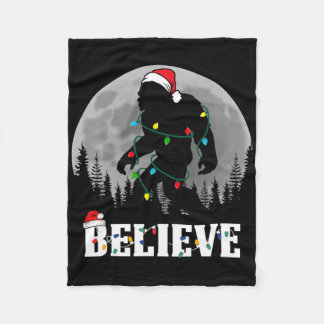 Couverture Polaire Santa Bigfoot Christmas Lights Funny Sasquatch Bel
