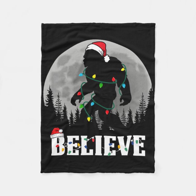 Couverture Polaire Santa Bigfoot Christmas Lights Funny Sasquatch Bel (Devant)