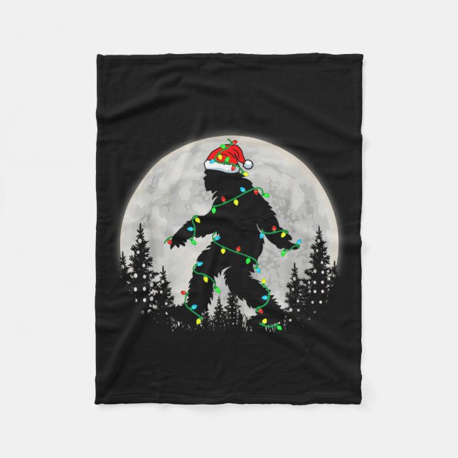 Couverture Polaire Santa Bigfoot Christmas Lights Rock Funny Sasquatc (Devant)