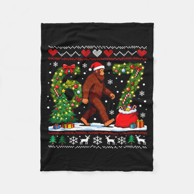 Couverture Polaire Santa Bigfoot Christmas Tree Funny Sasquatch 67  (Devant)