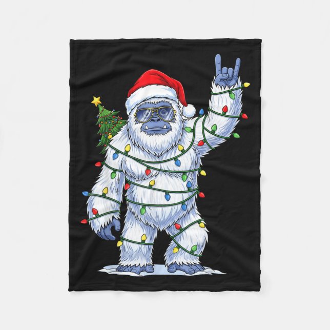 Couverture Polaire Santa Bigfoot Christmas Tree Xmas Lights Funny Sas (Devant)