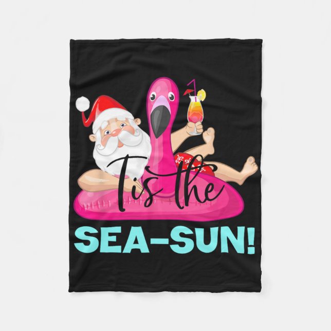 Couverture Polaire Santa Claus Flamingo Float Tis The Sea-sun Christm (Devant)