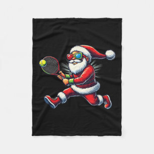 Couverture Polaire Santa Claus Jouer Tennis Jeu Tennis Racket Chri
