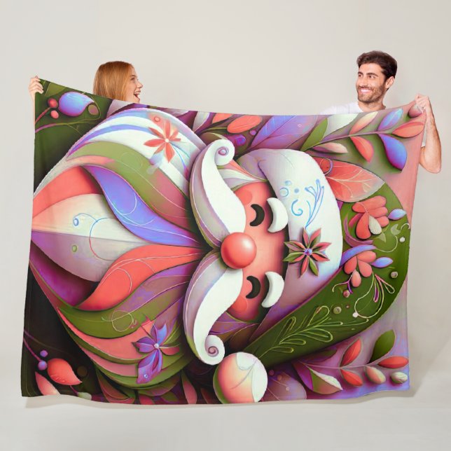 Couverture Polaire Santa Claus Noël rose violet vert (En situation)