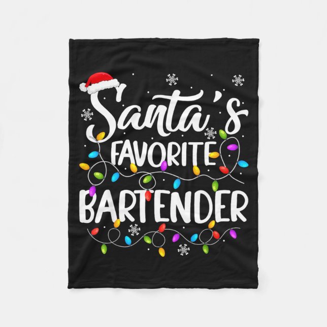 Couverture Polaire Santa Favorite Bartender Christmas Lights Funny Xm (Devant)