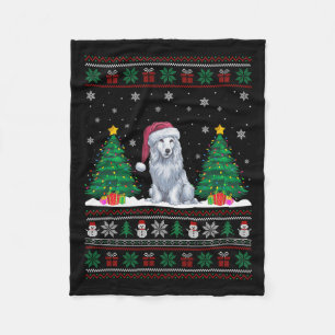 Couverture Polaire Santa Hat Akbash Chien Noël Lumières Arbre Vilain