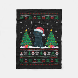 Couverture Polaire Santa Hat Black Labrador Chien Xmas L'arbre s'illu