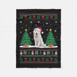 Couverture Polaire Santa Hat Great Pyrenees Chien Xmas Les lumières d