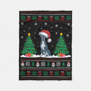 Couverture Polaire Santa Hat Greyhound Chien Noël Lumières des arbres