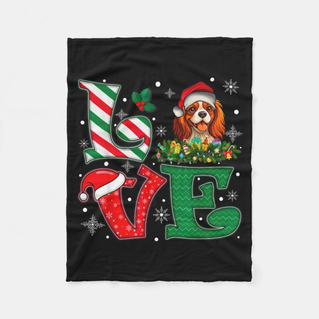 Couverture Polaire Santa Hat Love Cavalier King Charles Spaniel Dog X (Devant)