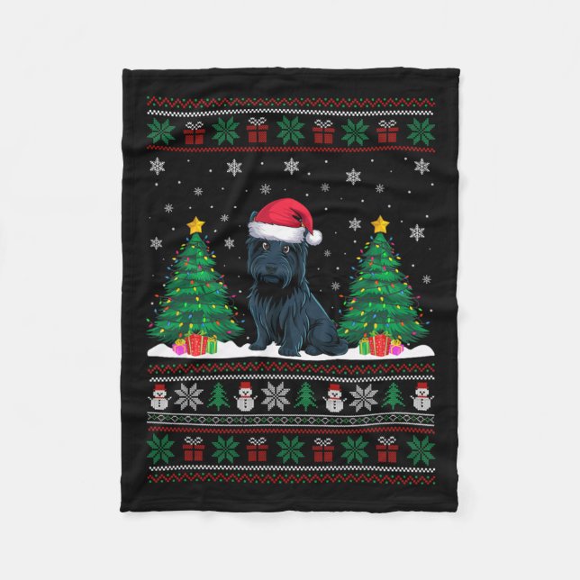 Couverture Polaire Santa Hat Scottie Chien Christmas Tree Lumières S  (Devant)