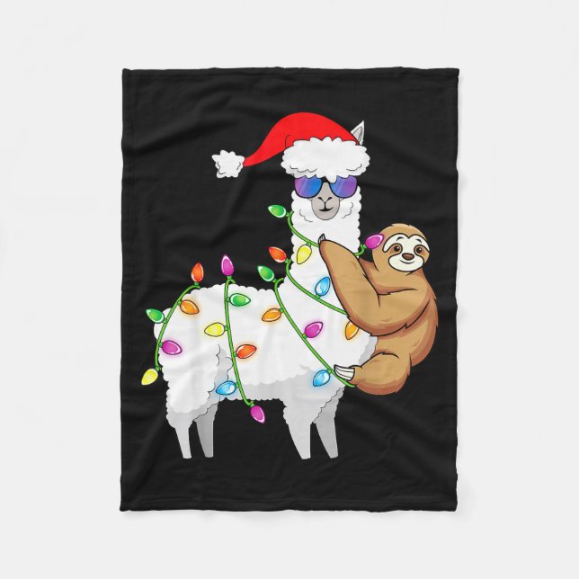 Couverture Polaire Santa Llama Xmas Funny Llama Sloth Christmas  (Devant)
