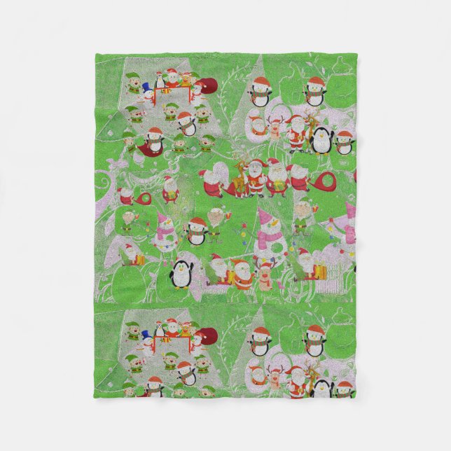 Couverture Polaire Santa Magical Green New Year  (Devant)