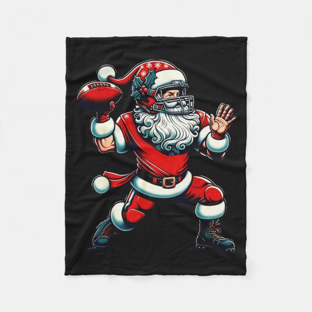 Couverture Polaire Santa Playing American Football Christmas Women Me (Devant)