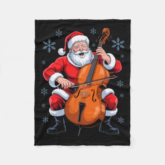 Couverture Polaire Santa Playing Cello Funny Holiday Chrismas Xmas Pa (Devant)