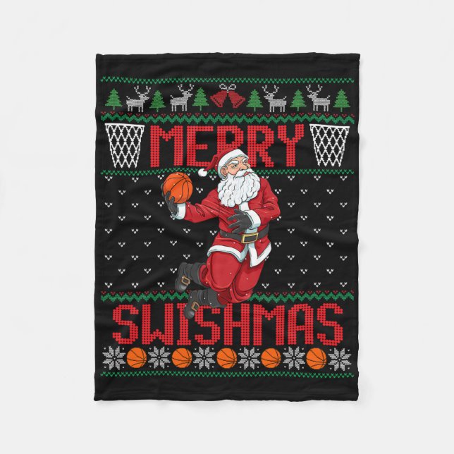 Couverture Polaire Santa Playing Sketll Ugly Christmas Sweater Swishm (Devant)