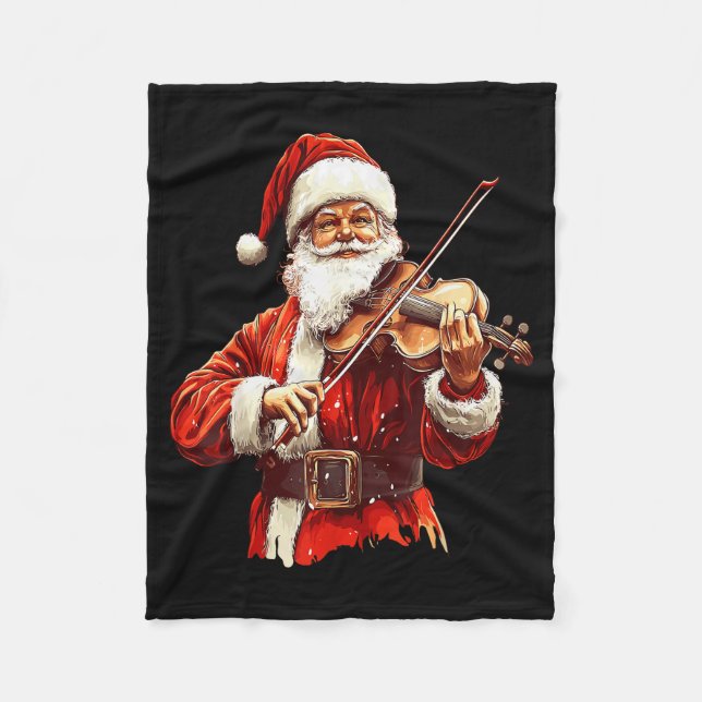 Couverture Polaire Santa Playing Violin Funny Violin Player Violinist (Devant)