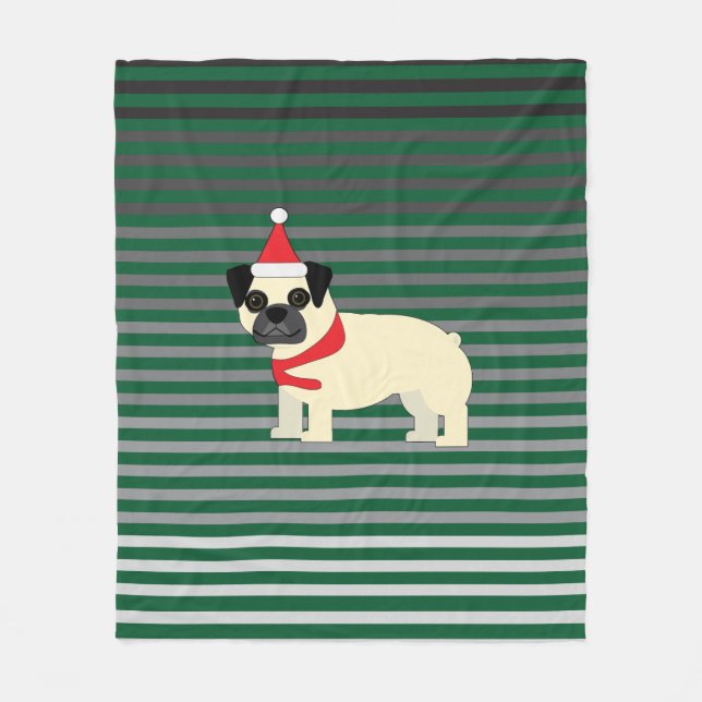 Couverture Polaire Santa Pug (Devant)