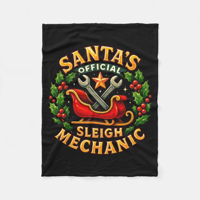 Couverture Polaire Santa’s Sleigh Mechanic Funny Christmas Design  (Devant)