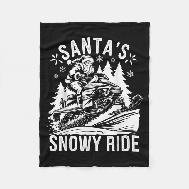 Couverture Polaire Santa Snowmobile Riding Snowmobiling Christmas  (Devant)
