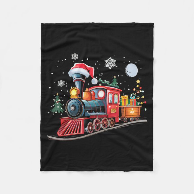 Couverture Polaire Santa Train Lights Christmas Driving Xmas Boys Kid (Devant)
