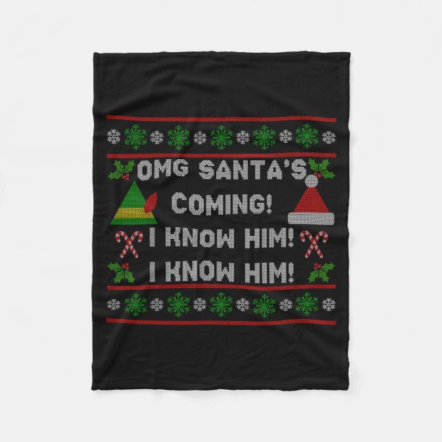 Couverture Polaire Santa's Coming! I Know Him! Ugly Christmas Sweater (Devant)