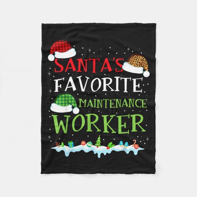 Couverture Polaire Santa's Favorite Maintenance Worker Fun Christmas  (Devant)