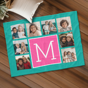 Couverture Polaire Sarcelle Rose Chaud Instagram 8 Photo Collage Mono
