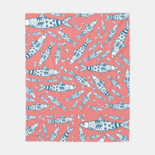 Couverture Polaire Sardines de Lisbonne Portugaises Motif Azulejos Ro