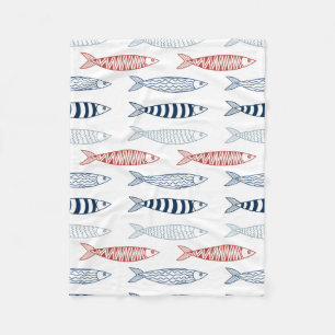 Couverture Polaire Sardines méditerranéennes décoratives Motif de poi